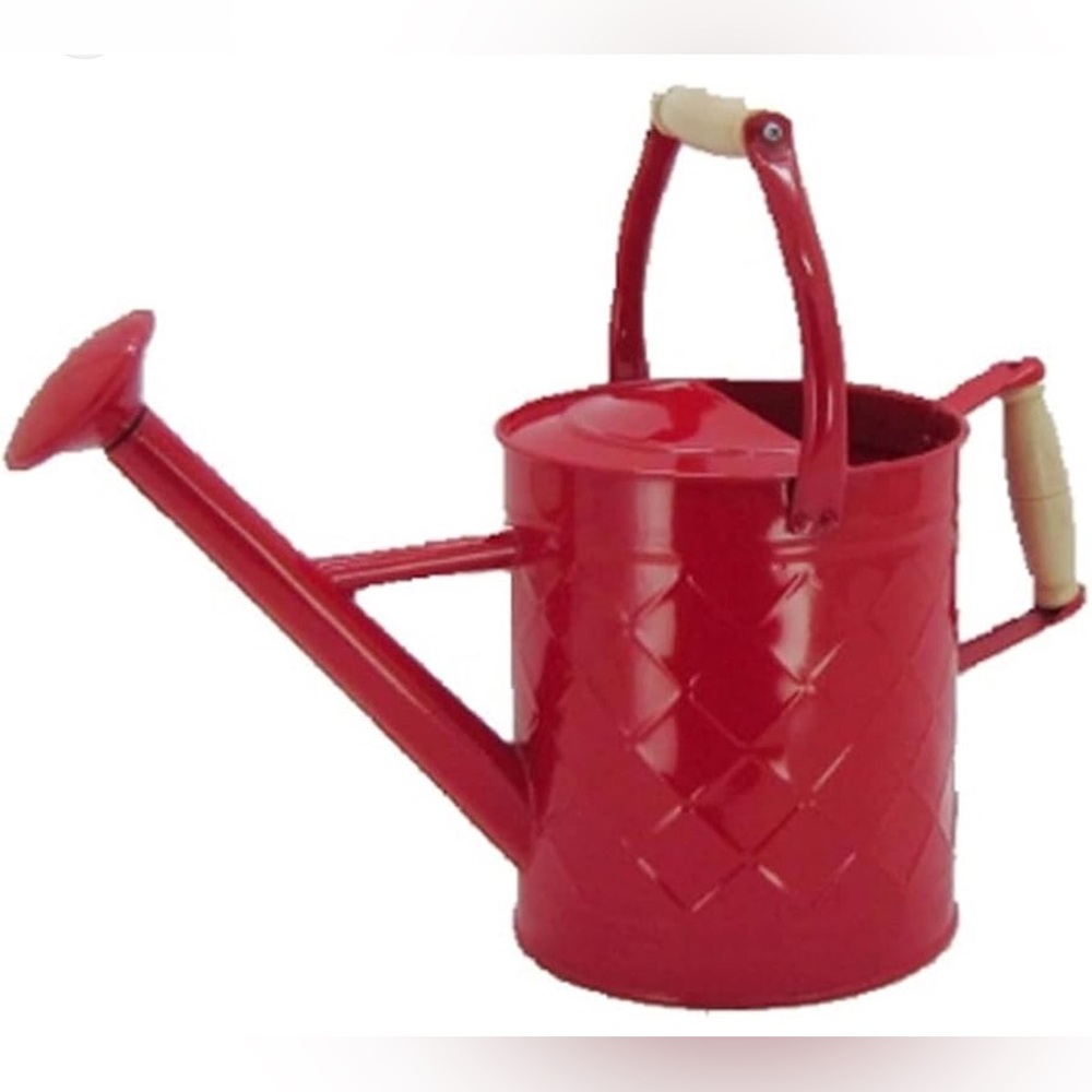 PJYXB watering can red metal wooden handles 35cm tall X 38 cm can